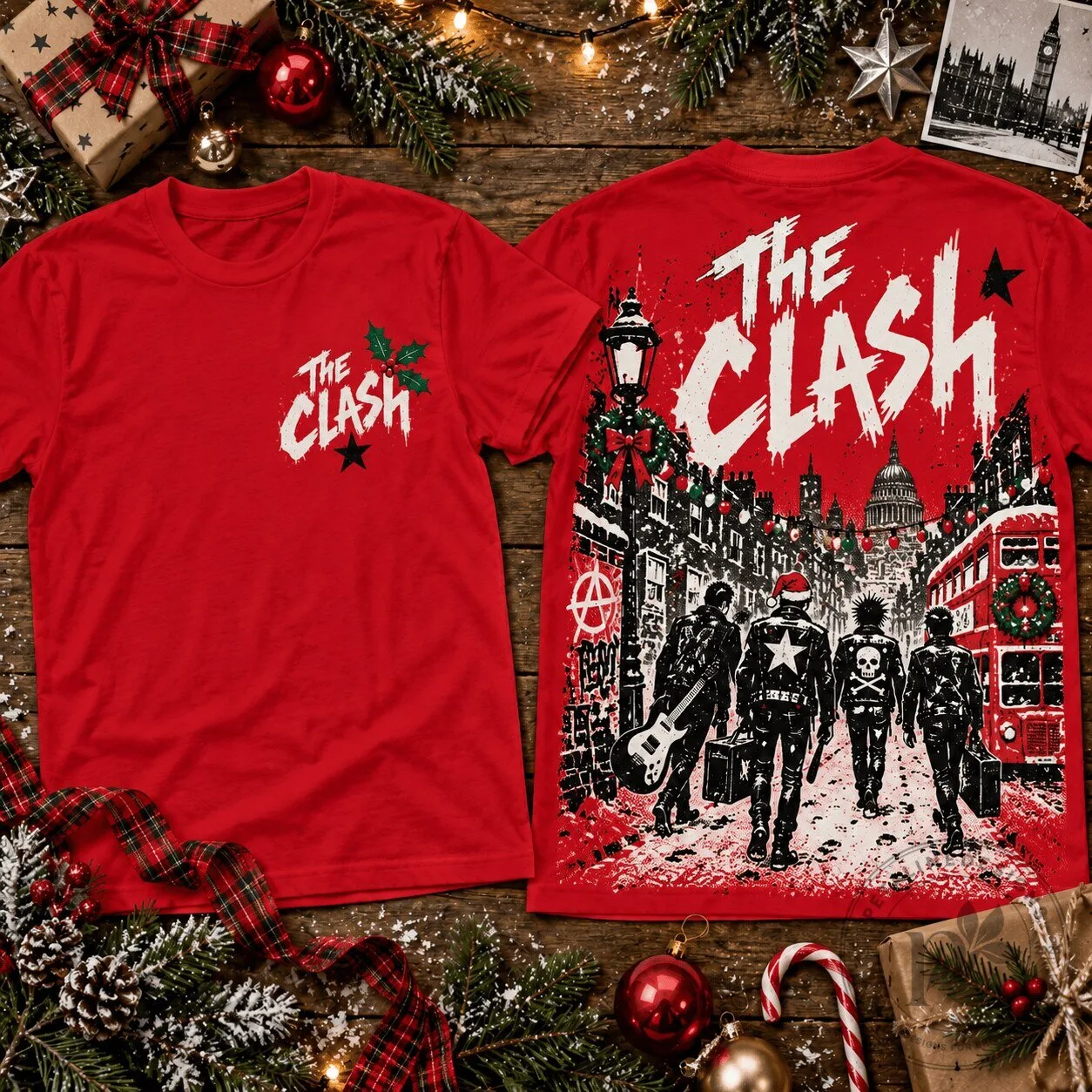 The Clash Christmas Punk Rock Band T-Shirt