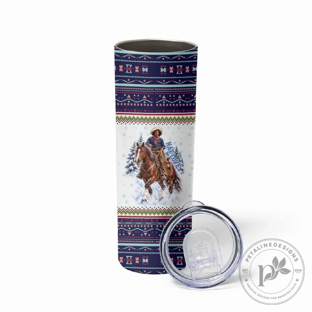 Winter Snow Fair Isle Pattern Tumbler featuring Nat Love, the African American Cowboy 10 Winter Snow Fair Isle Pattern Tumbler featuring Nat Love, the African American Cowboy
