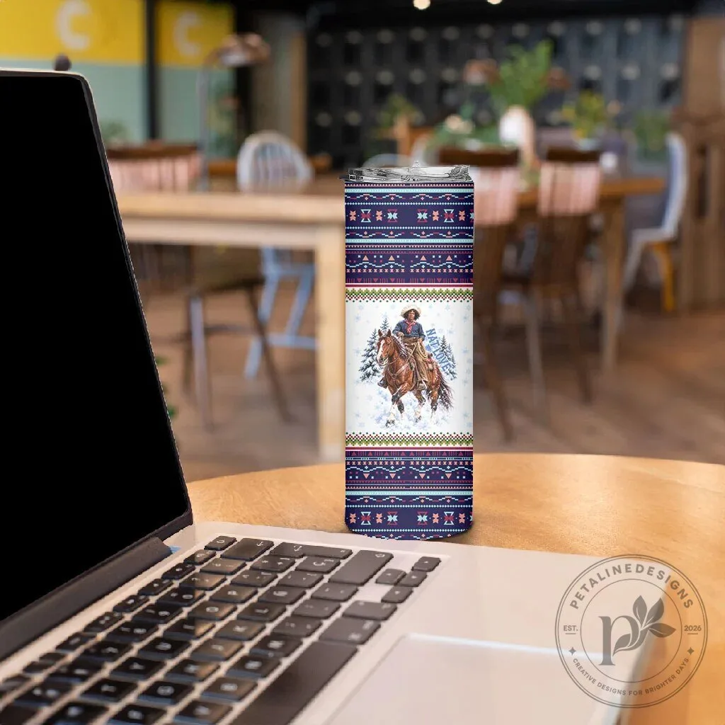 Winter Snow Fair Isle Pattern Tumbler featuring Nat Love, the African American Cowboy 12 Winter Snow Fair Isle Pattern Tumbler featuring Nat Love, the African American Cowboy