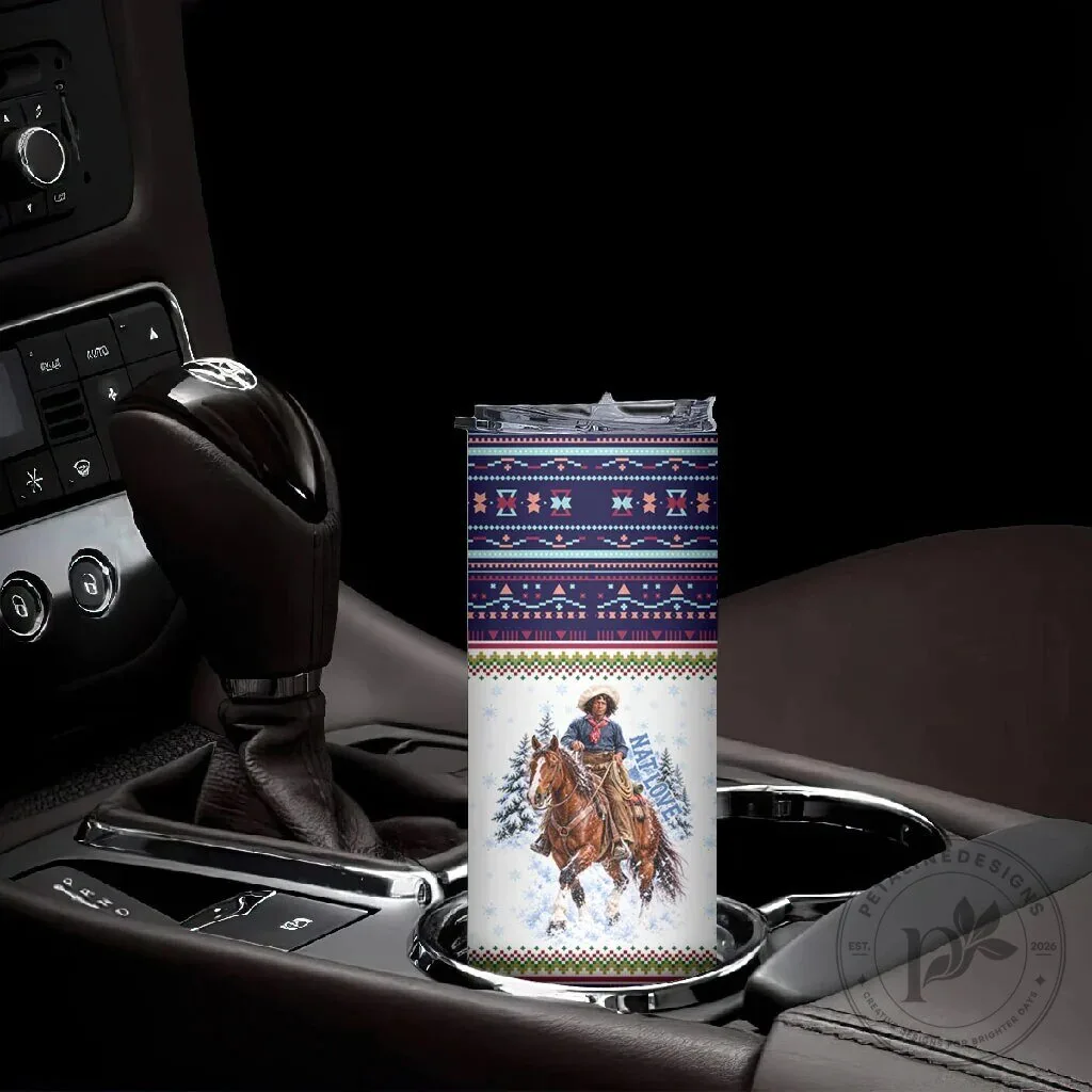 Winter Snow Fair Isle Pattern Tumbler featuring Nat Love, the African American Cowboy 13 Winter Snow Fair Isle Pattern Tumbler featuring Nat Love, the African American Cowboy