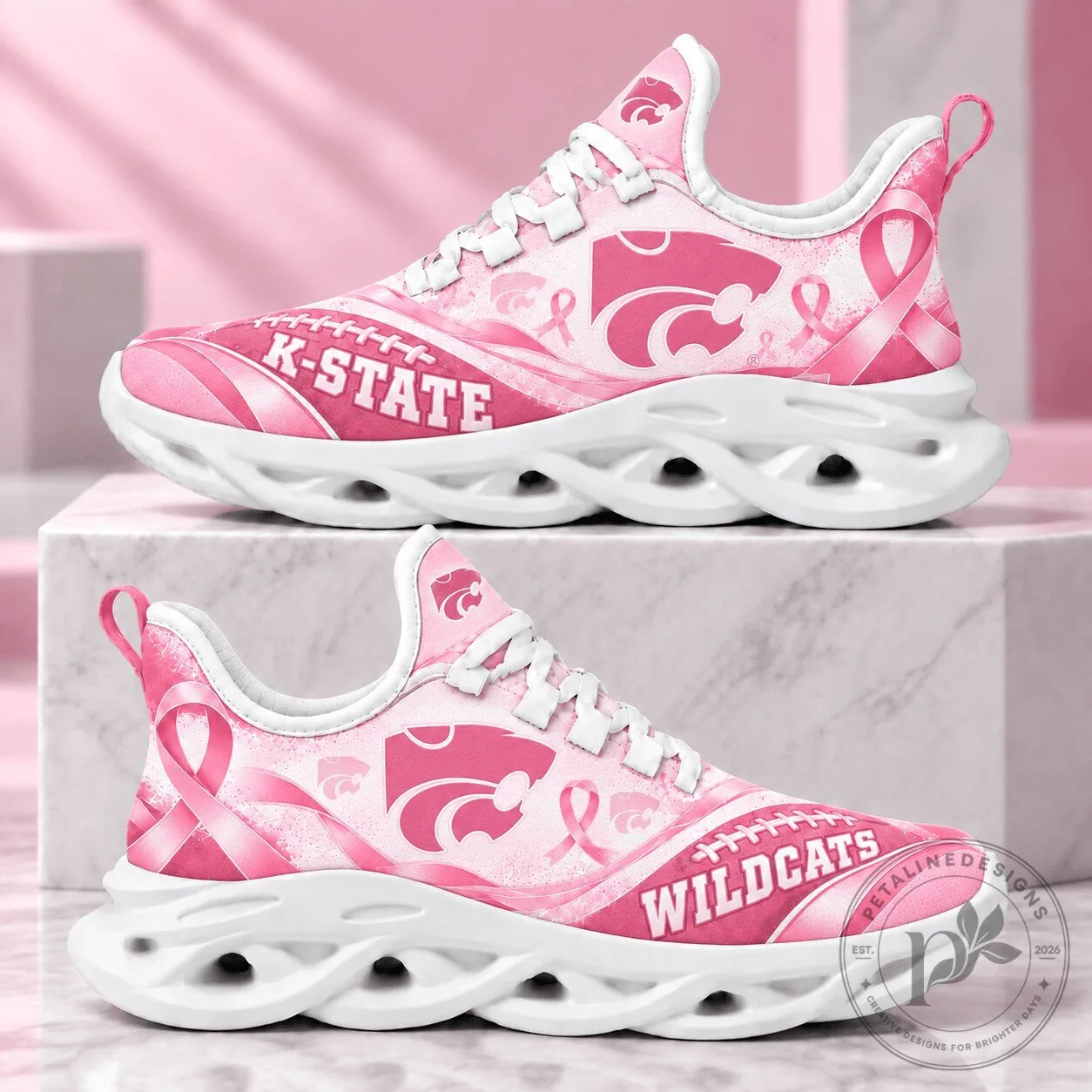 Kansas State Wildcats Breast Cancer Awareness Pink Running Shoes 2 Kansas State Wildcats Breast Cancer Awareness Pink Running Shoes