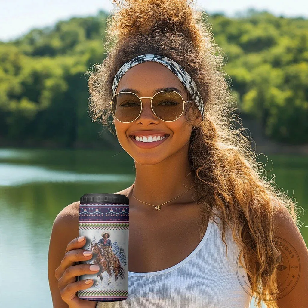 Nat Love African American Cowboy Winter Snow Fair Isle Pattern Can Cooler Tumbler 15 Nat Love African American Cowboy Winter Snow Fair Isle Pattern Can Cooler Tumbler
