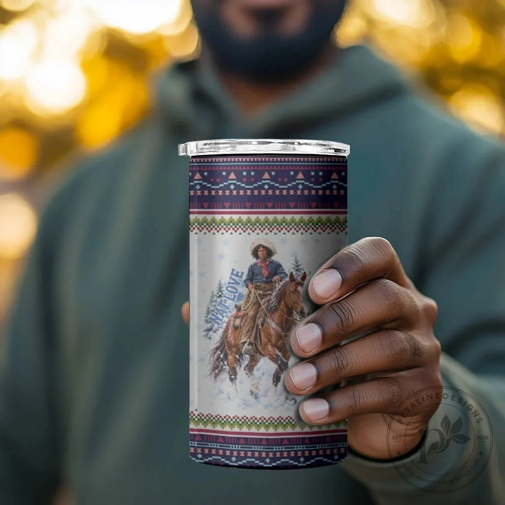 Nat Love African American Cowboy Winter Snow Fair Isle Pattern Can Cooler Tumbler 17 Nat Love African American Cowboy Winter Snow Fair Isle Pattern Can Cooler Tumbler
