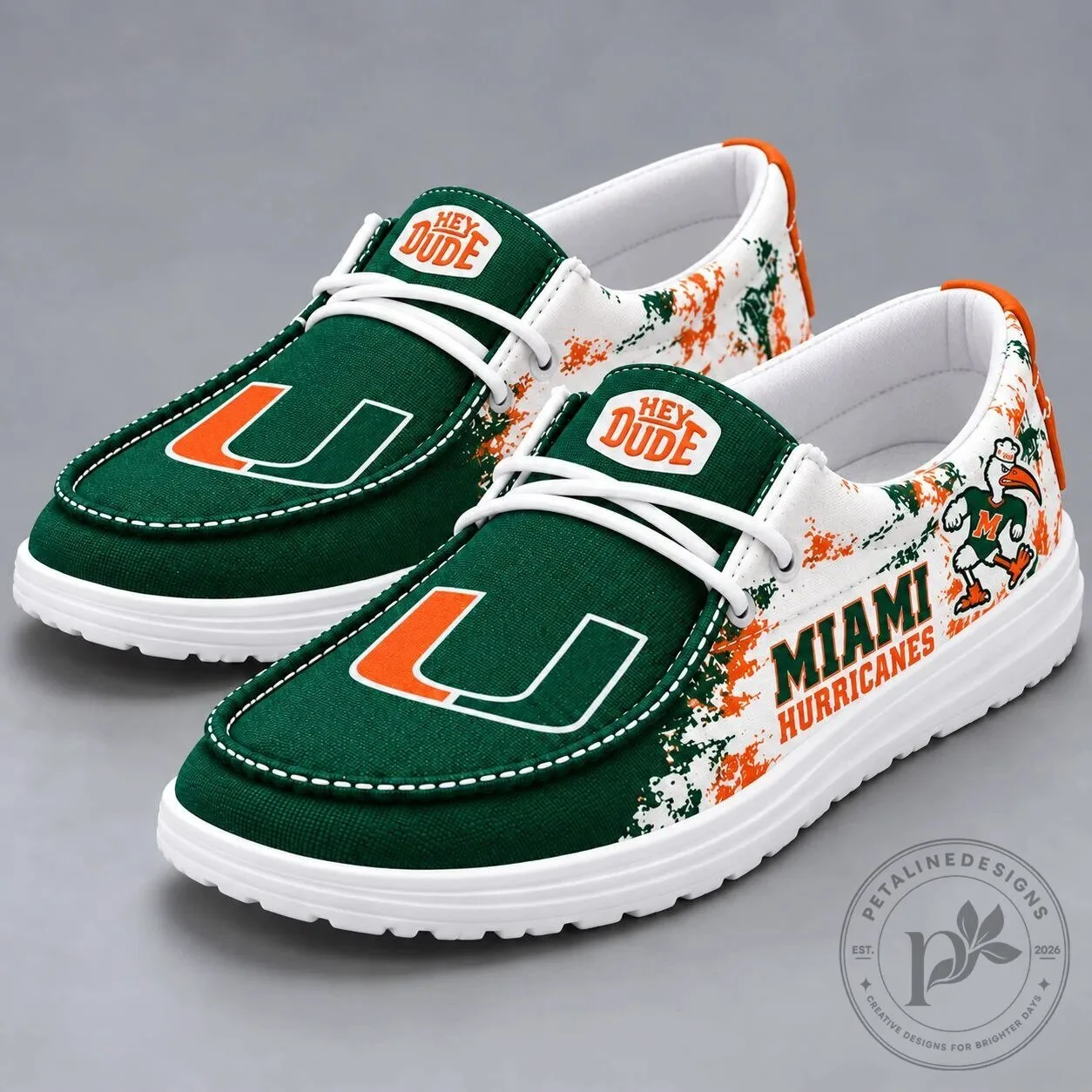 Miami Hurricanes NCAA College Football Team Logo Hey Dude Style Shoes