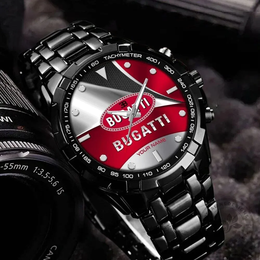 Bugatti Custom Name Elegant Fashion Design Watch for Men and Women