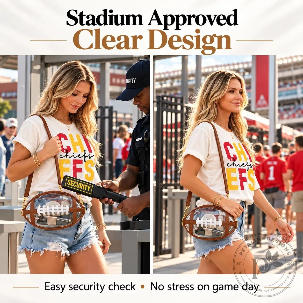 Football Shaped Clear Stadium Approved Crossbody Bag with Tassel 15 Football Shaped Clear Stadium Approved Crossbody Bag with Tassel