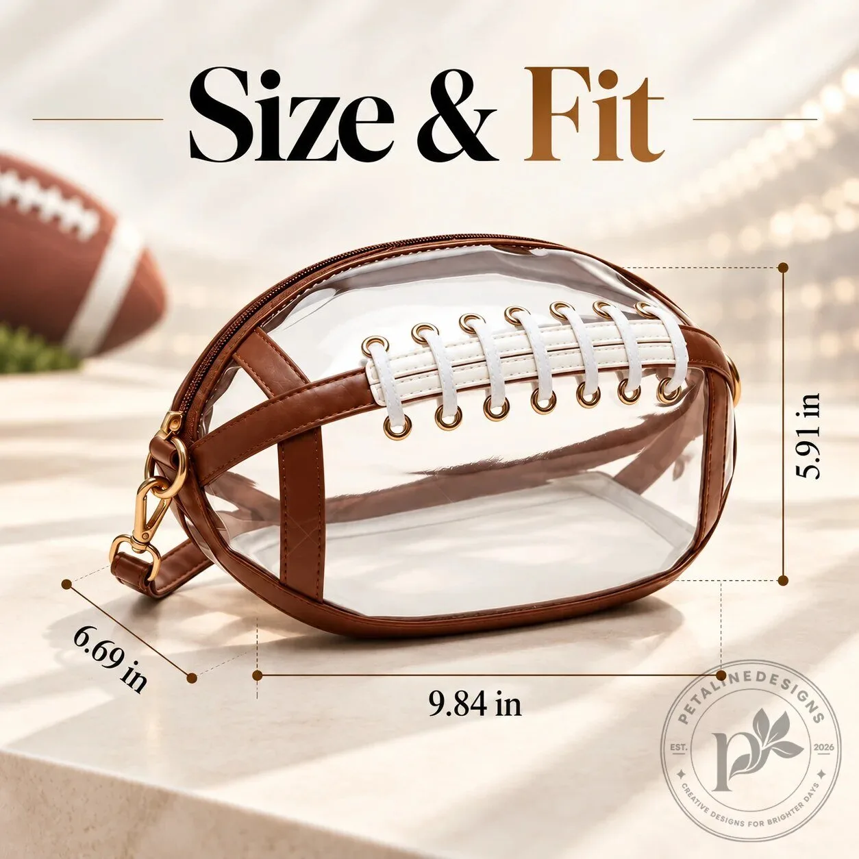 Football Shaped Clear Stadium Approved Crossbody Bag with Tassel 17 Football Shaped Clear Stadium Approved Crossbody Bag with Tassel