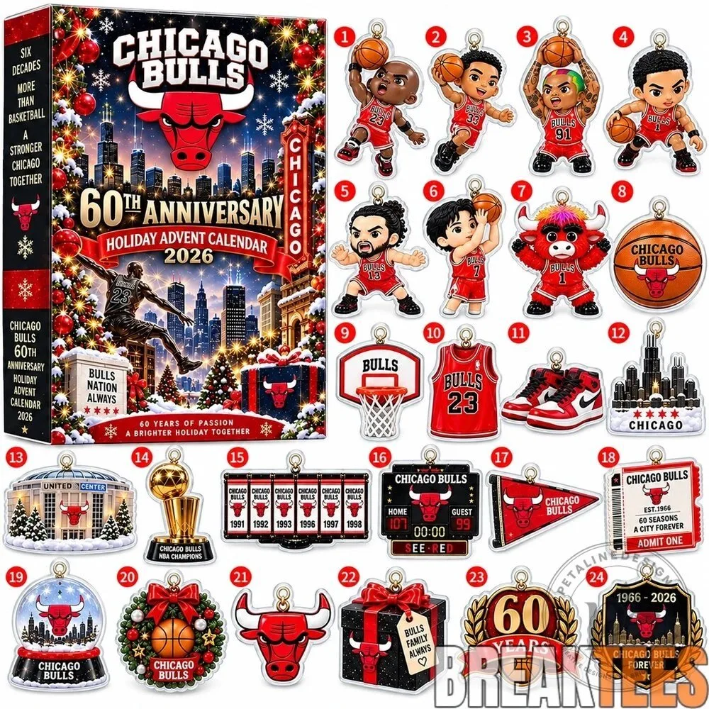 Chicago Bulls 60th Anniversary Holiday Advent Calendar 2026 Christmas Ornaments 2D 8 Chicago Bulls 60th Anniversary Holiday Advent Calendar 2026 Christmas Ornaments