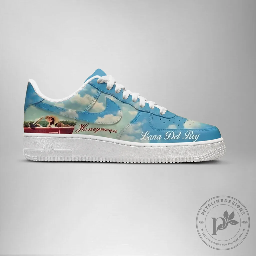 Lana Del Rey Honeymoon Album Art Sky Blue Custom Sneakers Shoes 8 Lana Del Rey Honeymoon Album Art Sky Blue Custom Sneakers Shoes