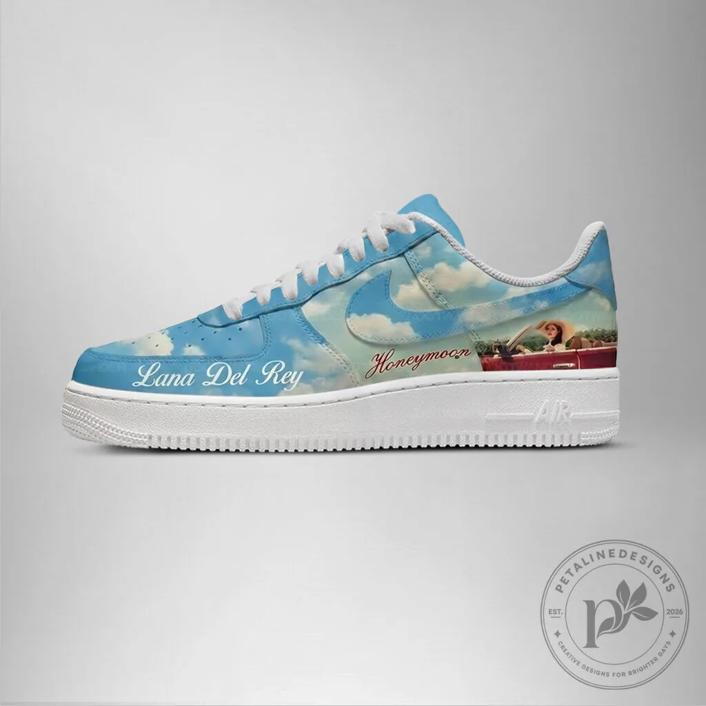 Lana Del Rey Honeymoon Album Art Sky Blue Custom Sneakers Shoes 9 Lana Del Rey Honeymoon Album Art Sky Blue Custom Sneakers Shoes