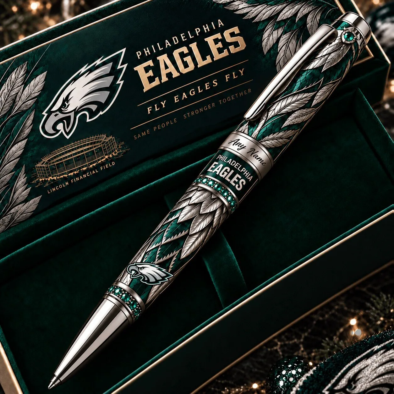 Philadelphia Eagles Football Team Custom Engraved Ballpoint Pen Gift Set 8 Philadelphia Eagles Football Team Custom Engraved Ballpoint Pen Gift Set