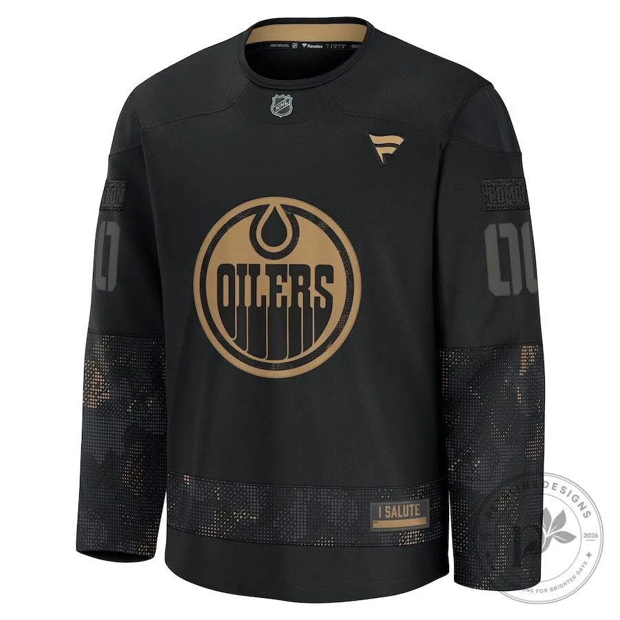 Edmonton Oilers Military Appreciation Black and Gold NHL Hockey Jersey