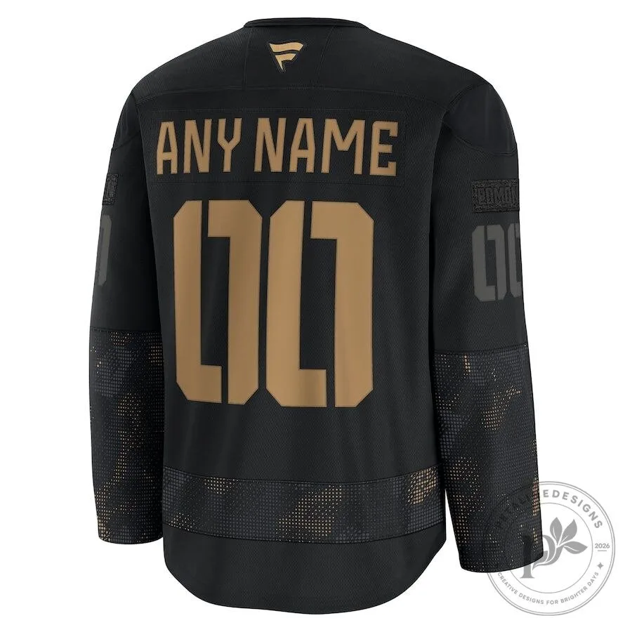 Edmonton Oilers Military Appreciation Black and Gold NHL Hockey Jersey 7 Edmonton Oilers Military Appreciation Black and Gold NHL Hockey Jersey