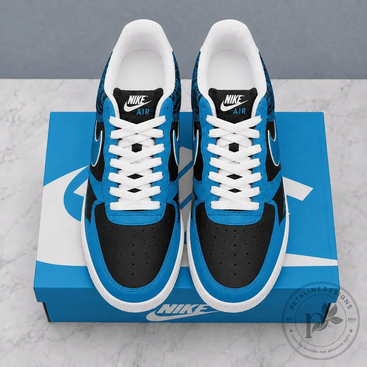 Carolina Panthers NFL Team Logo Blue and Black Athletic Shoes 5 Carolina Panthers NFL Team Logo Blue and Black Athletic Shoes