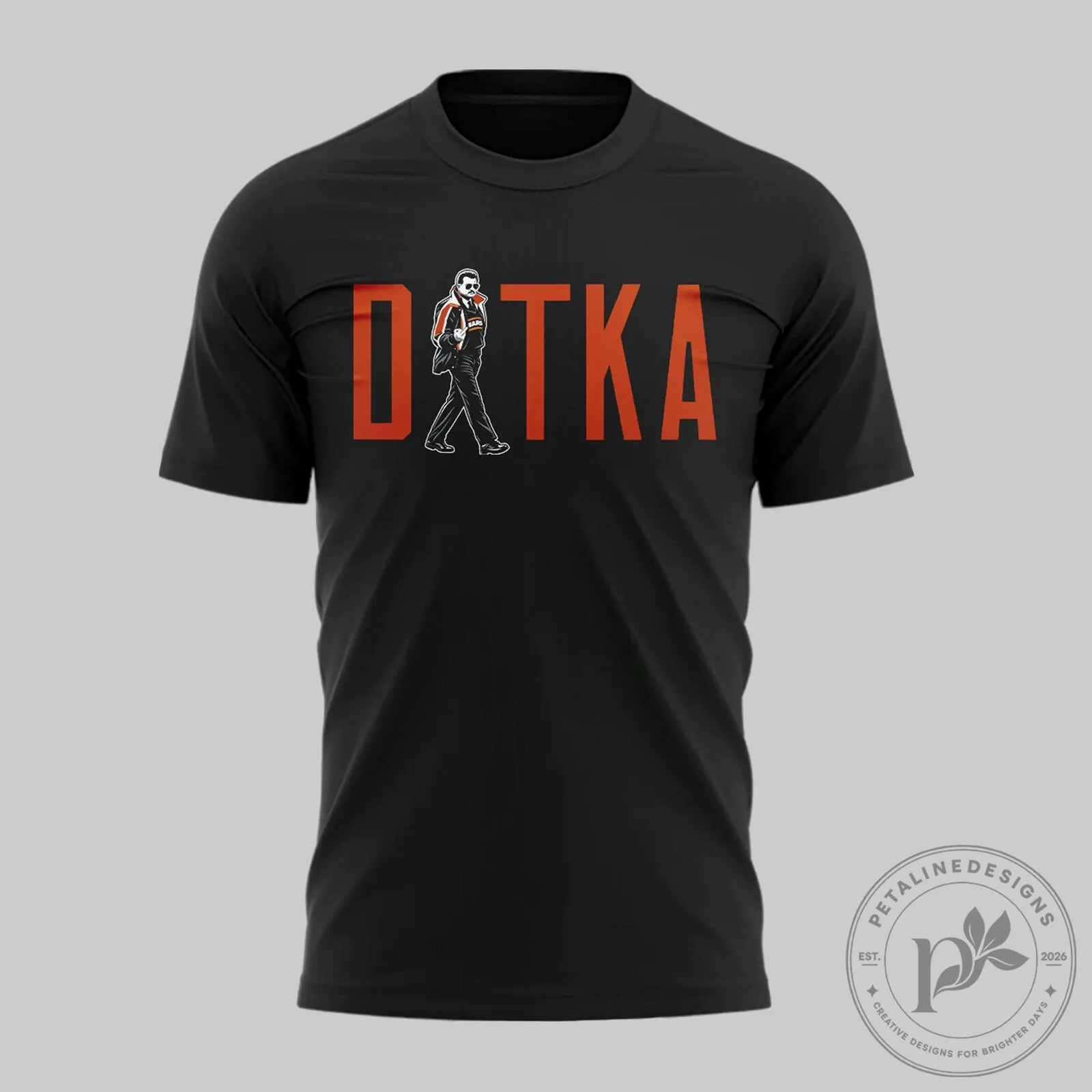 Black Graphic T-Shirt Featuring Chicago Bears Legend Mike Ditka 8 Black Graphic T-Shirt Featuring Chicago Bears Legend Mike Ditka