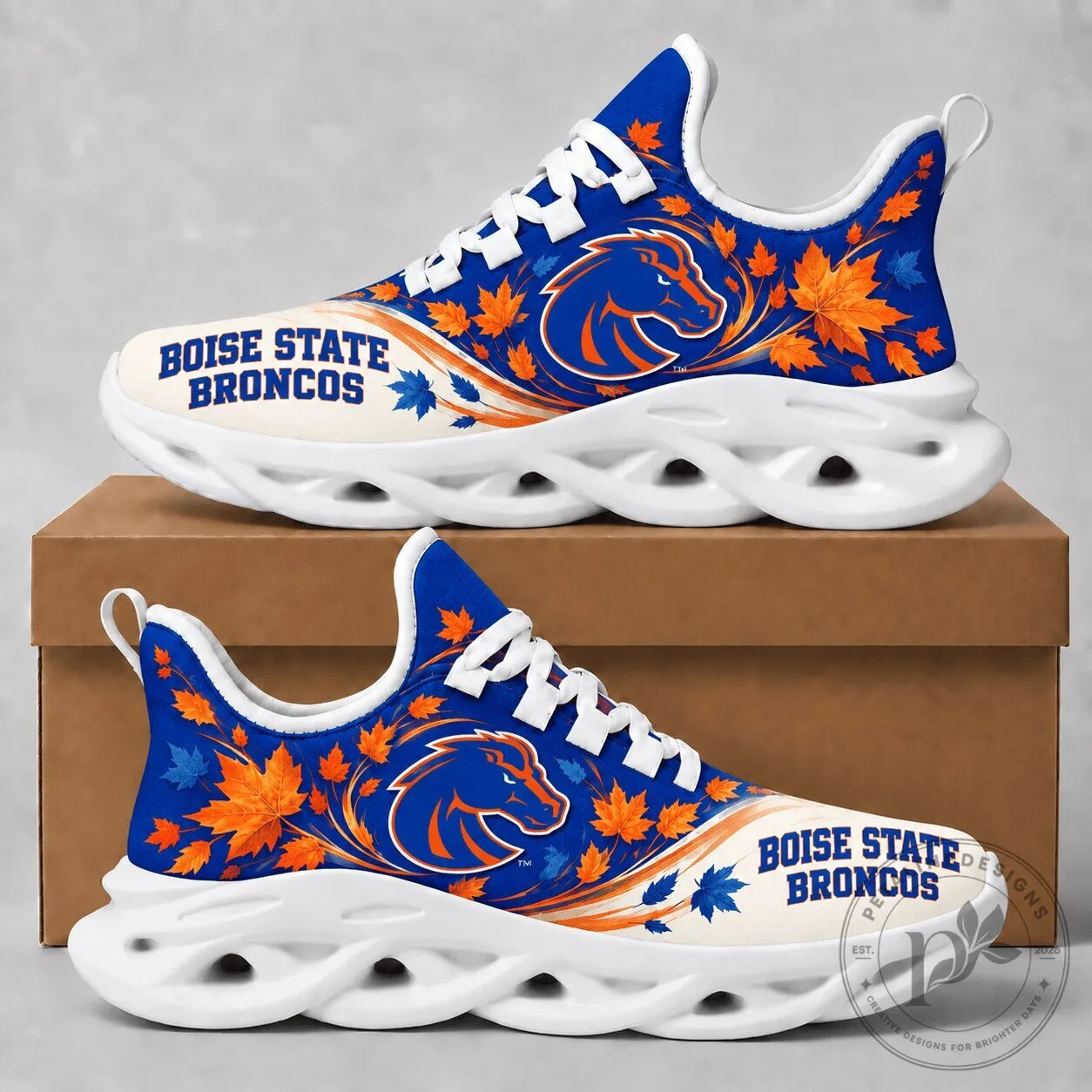 Boise State Broncos Fall Maple Leaves Autumn Edition Chunky Sneakers Shoes