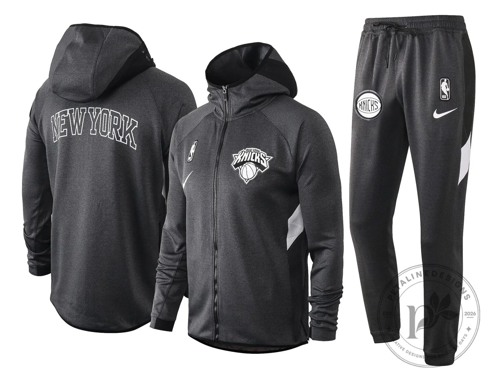 New York Knicks NBA Therma Flex Black Training Hoodie and Sweatpants Set
