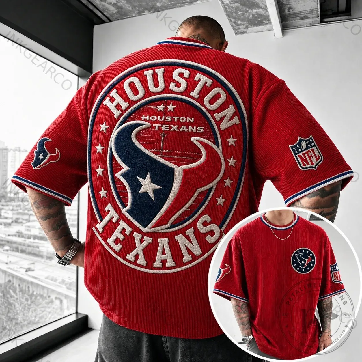 Houston Texans NFL Football Team Red Corduroy T-Shirt