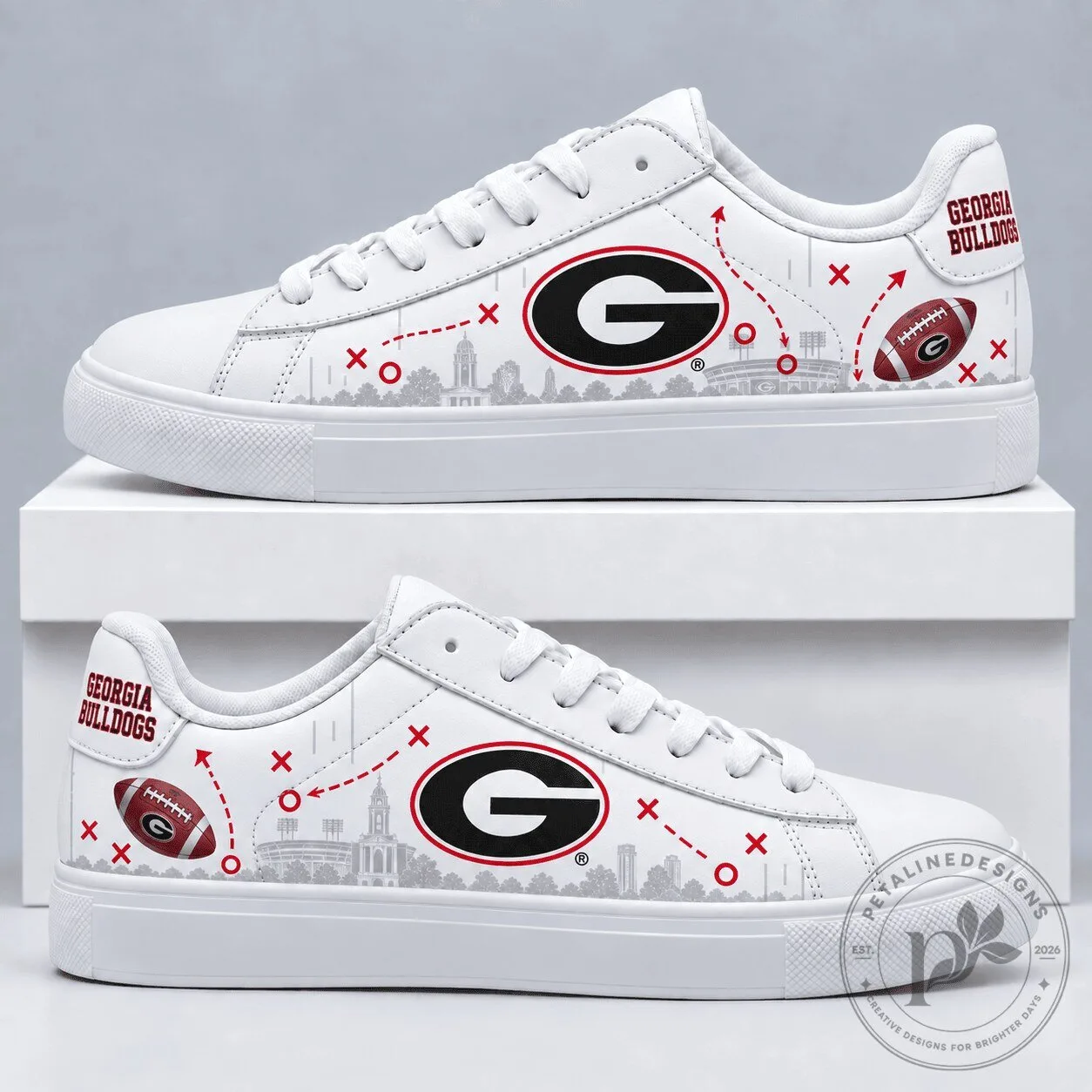 Georgia Bulldogs Football Team Logo White Low Top Sneakers 5 Georgia Bulldogs Football Team Logo White Low Top Sneakers