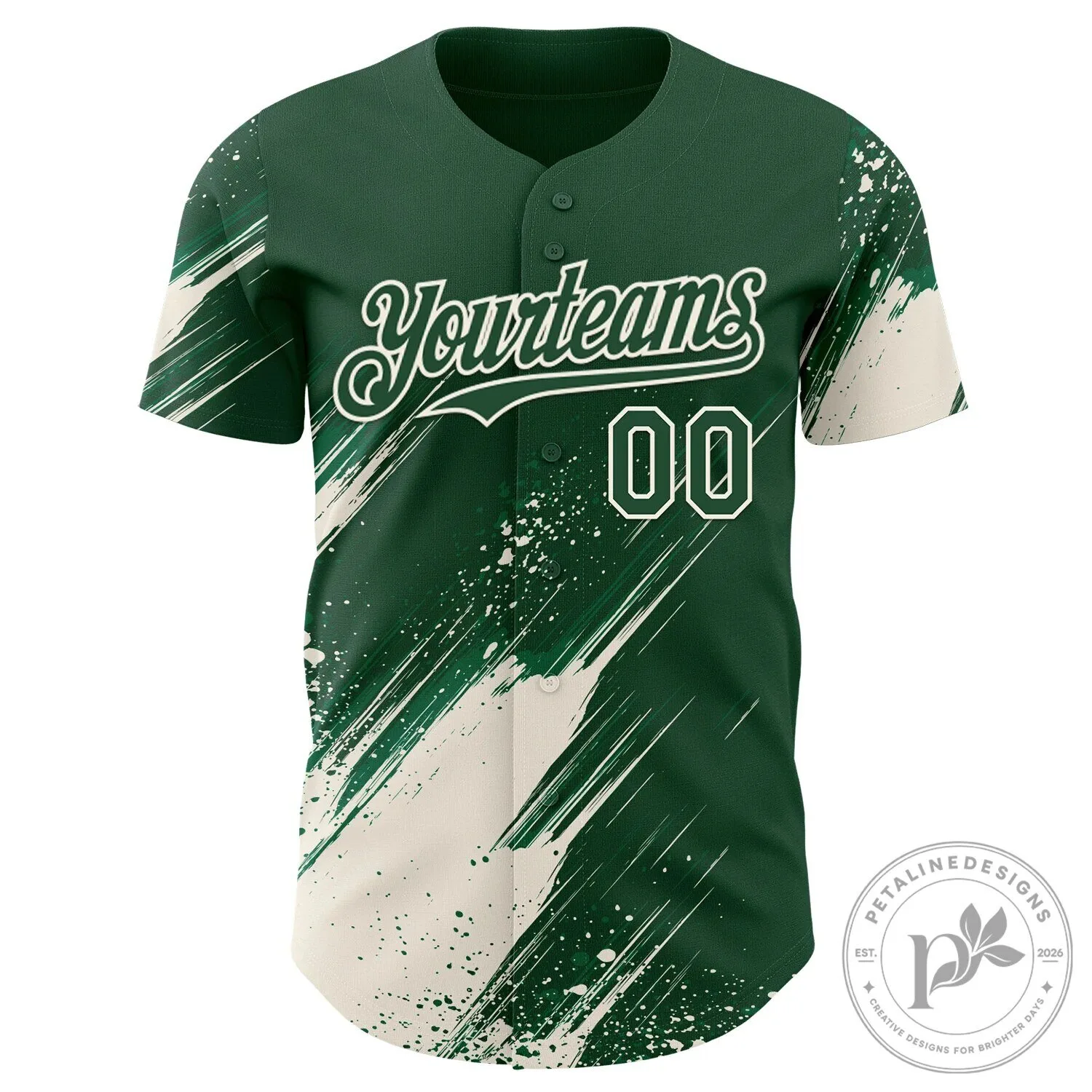Custom Green Cream Diagonal Scratch Paint Splatter Design Baseball Jersey 10 Custom Green Cream Diagonal Scratch Paint Splatter Design Baseball Jersey
