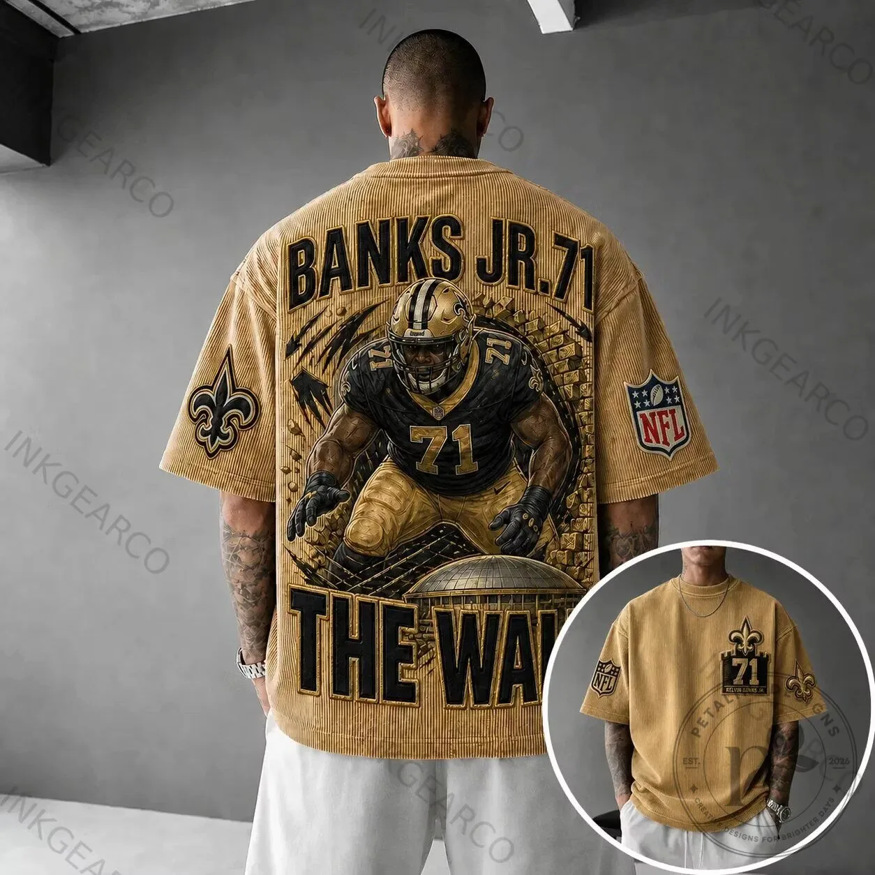 New Orleans Saints J.T. Banks Jr. 71 NFL Football T-Shirt 2 New Orleans Saints J.T. Banks Jr. 71 NFL Football T-Shirt