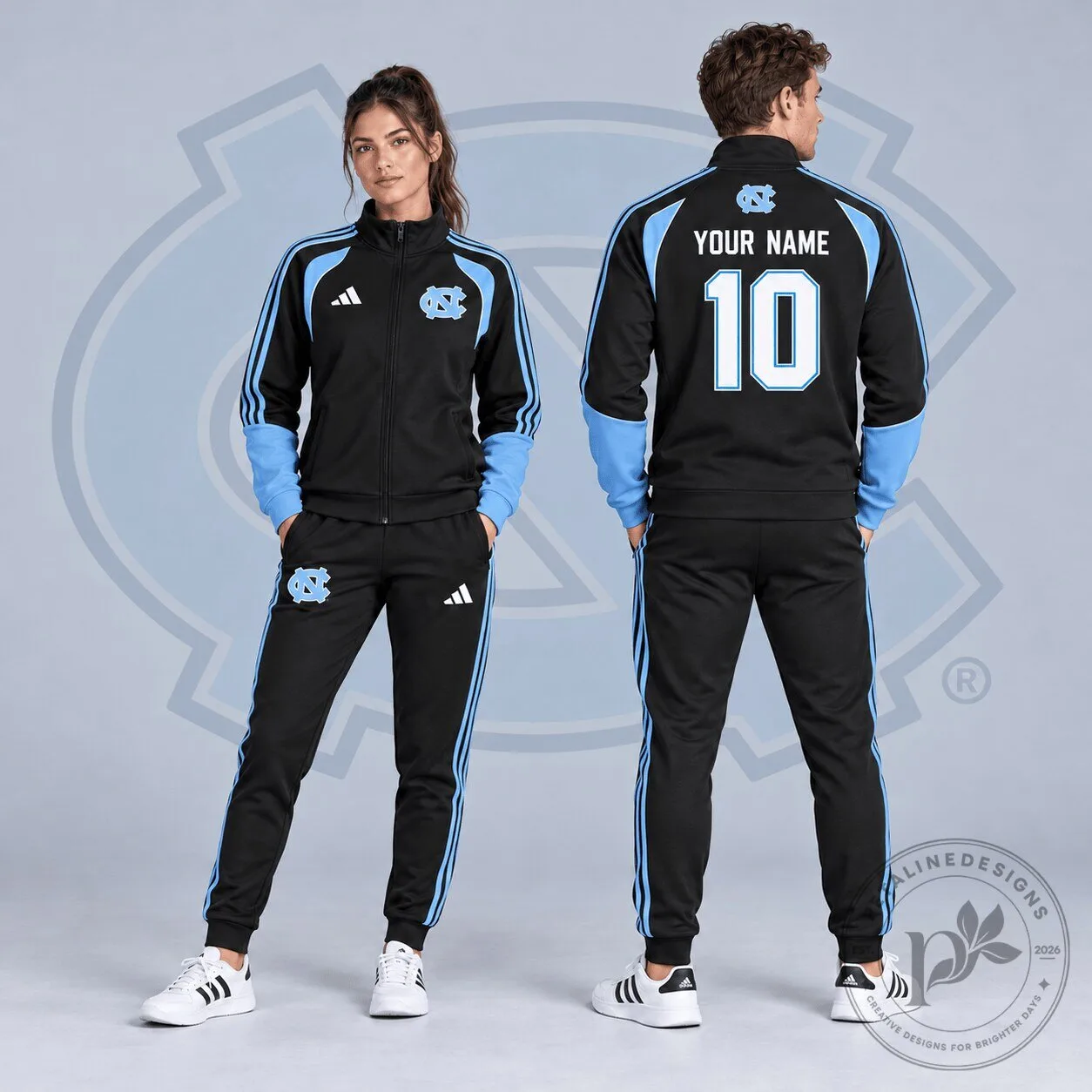 North Carolina Tar Heels Personalized Varsity Stripe Full-Zip Tracksuit Jacket