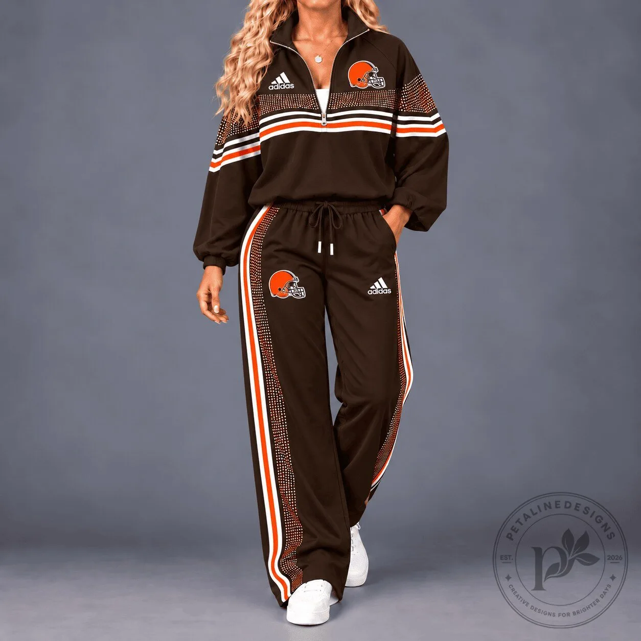 Cleveland Browns NFL Team Spirit Gradient Dot Stripe Quarter Zip Hoodie 2 Cleveland Browns NFL Team Spirit Gradient Dot Stripe Quarter Zip Hoodie