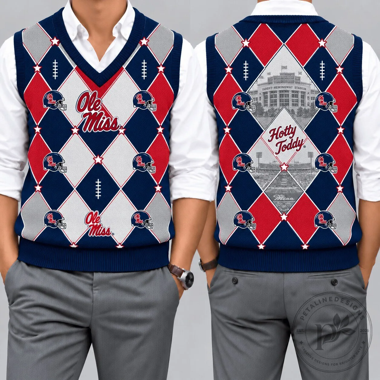 Ole Miss Rebels Football Team Argyle Knit Vest