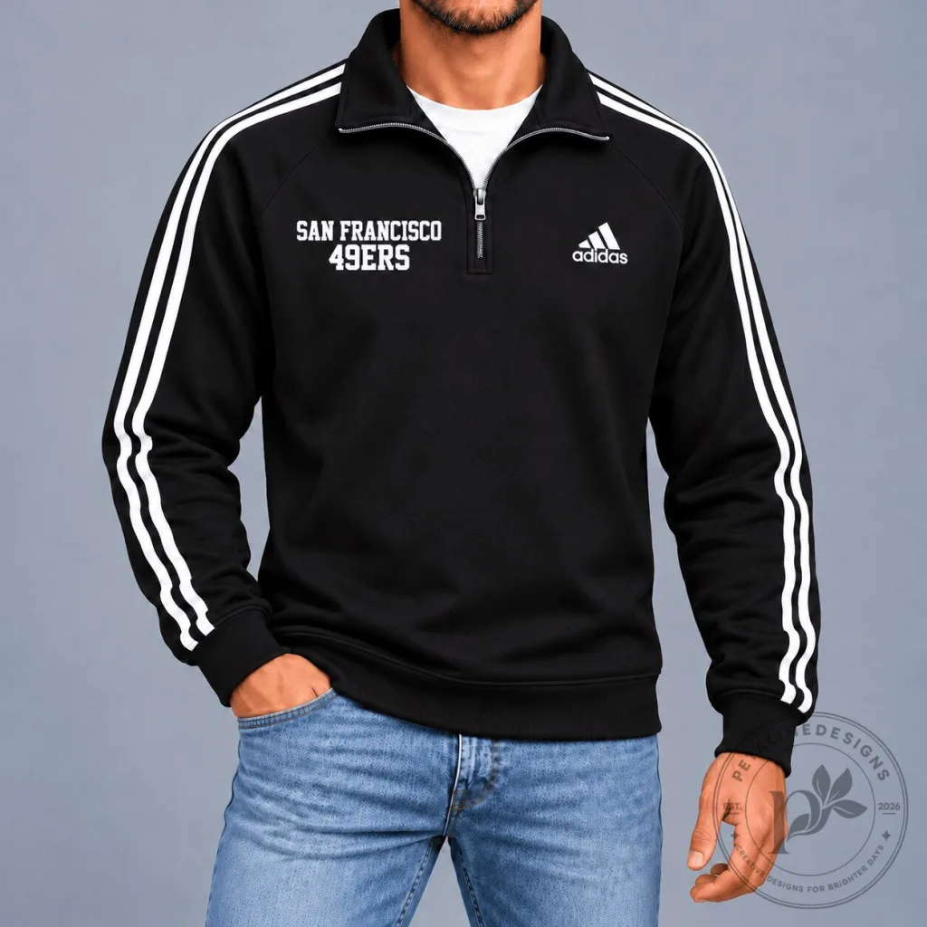 San Francisco 49ers Adidas Quarter-Zip Sweatshirt for Men San Francisco 49ers Adidas Quarter-Zip Sweatshirt for Men