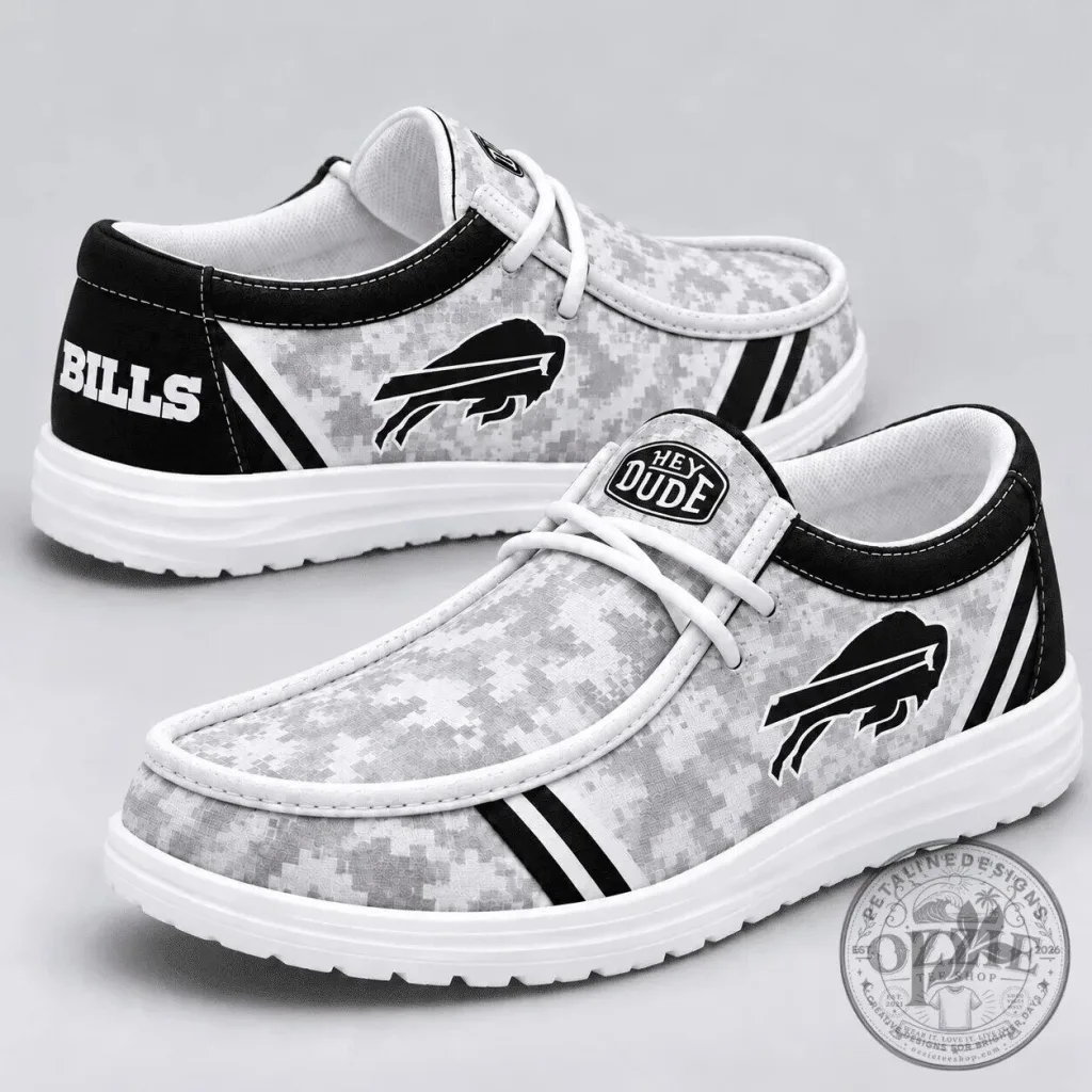 Buffalo Bills NFL Football Team White Camouflage Fan Loafer Shoes Buffalo Bills NFL Football Team White Camouflage Fan Loafer Shoes