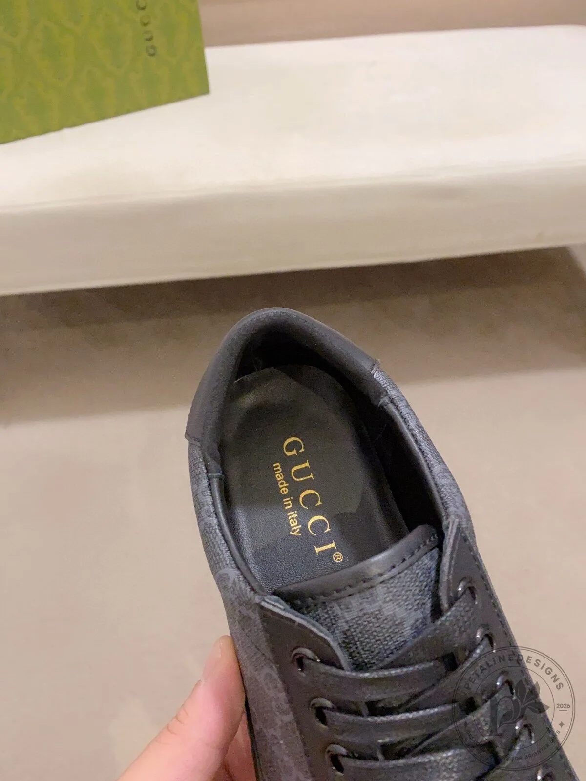 Gucci Monogram Black Leather Low Top Sneakers 11 Gucci Monogram Black Leather Low Top Sneakers
