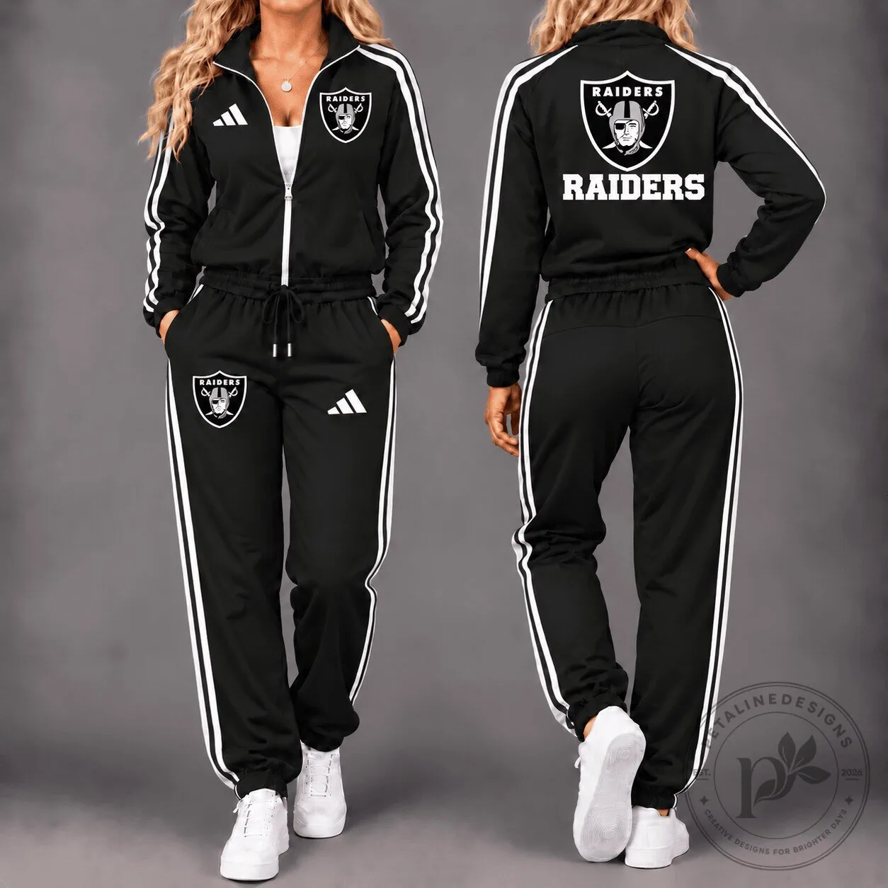 Las Vegas Raiders Gameday Ready Black Tracksuit Jacket and Pants Set