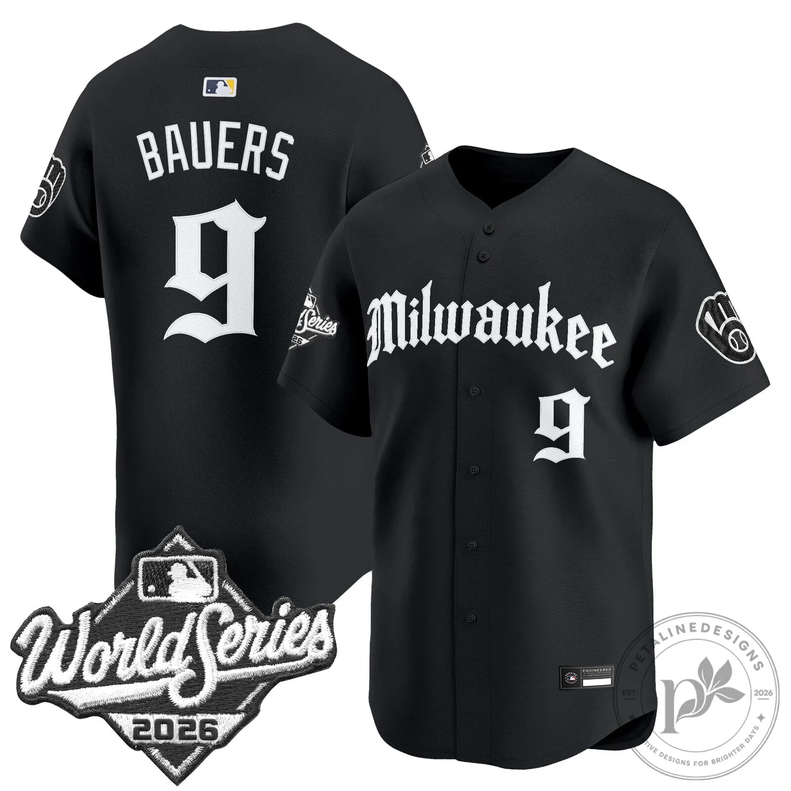 Black Gothic Edition Baseball Jersey for Milwaukee Brewers 2026 World Series
