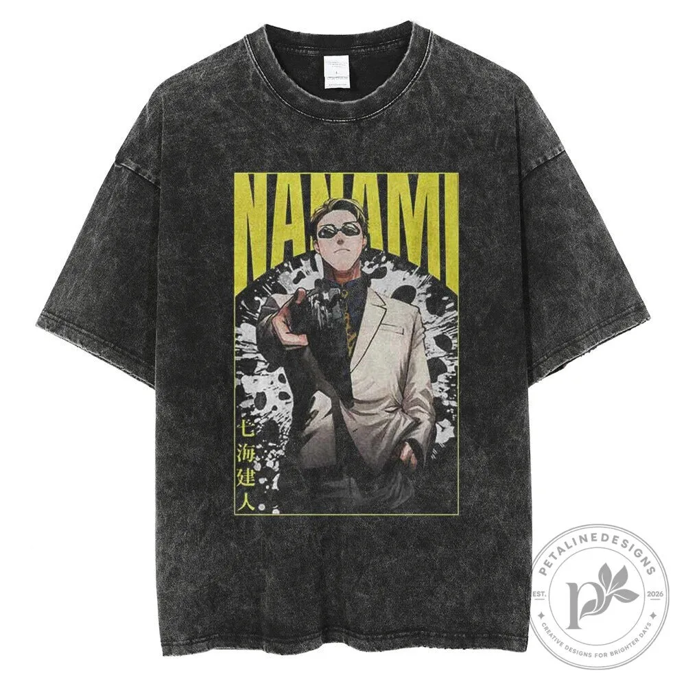 Nanami Kento Jujutsu Kaisen Anime Vintage Washed T-Shirt