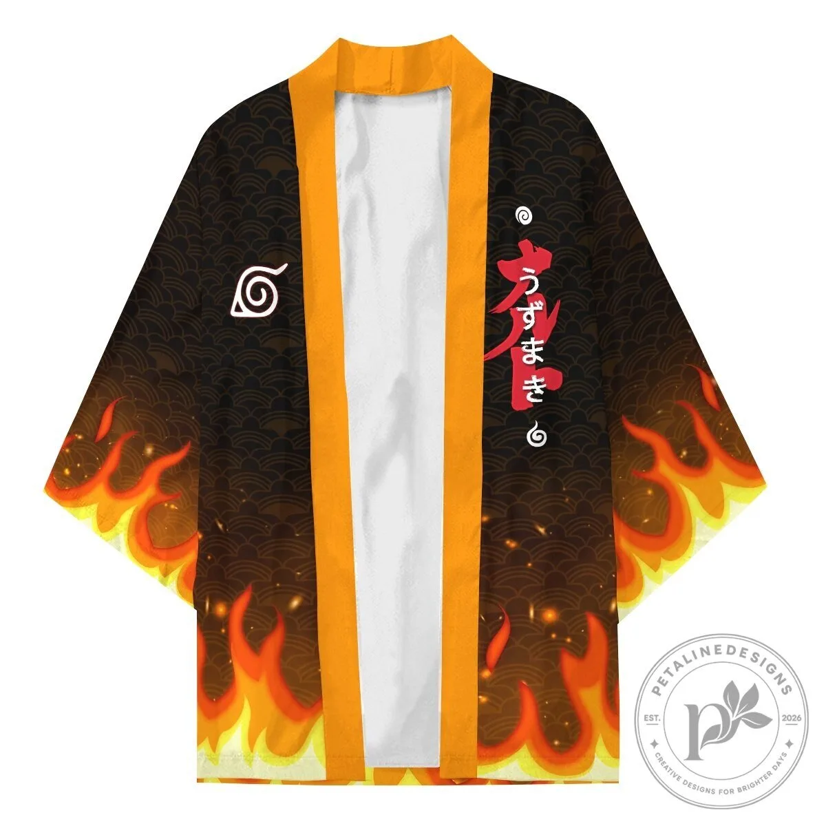 Naruto Uzumaki Clan Symbol Flame Design Anime Kimono Cardigan 14 Naruto Uzumaki Clan Symbol Flame Design Anime Kimono Cardigan