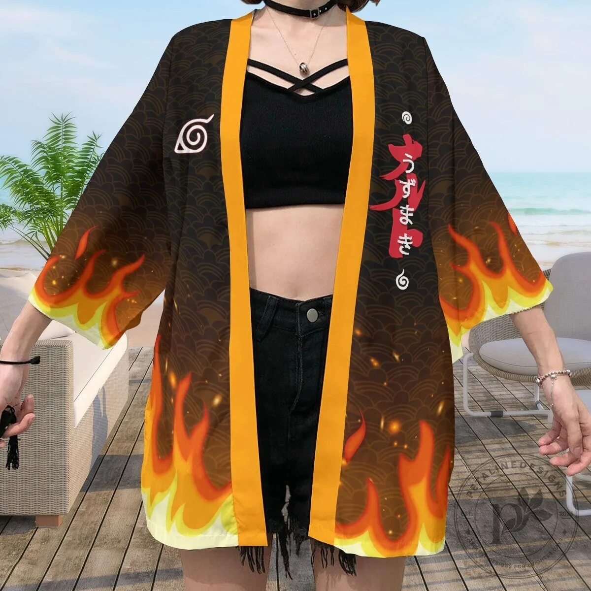 Naruto Uzumaki Clan Symbol Flame Design Anime Kimono Cardigan 16 Naruto Uzumaki Clan Symbol Flame Design Anime Kimono Cardigan