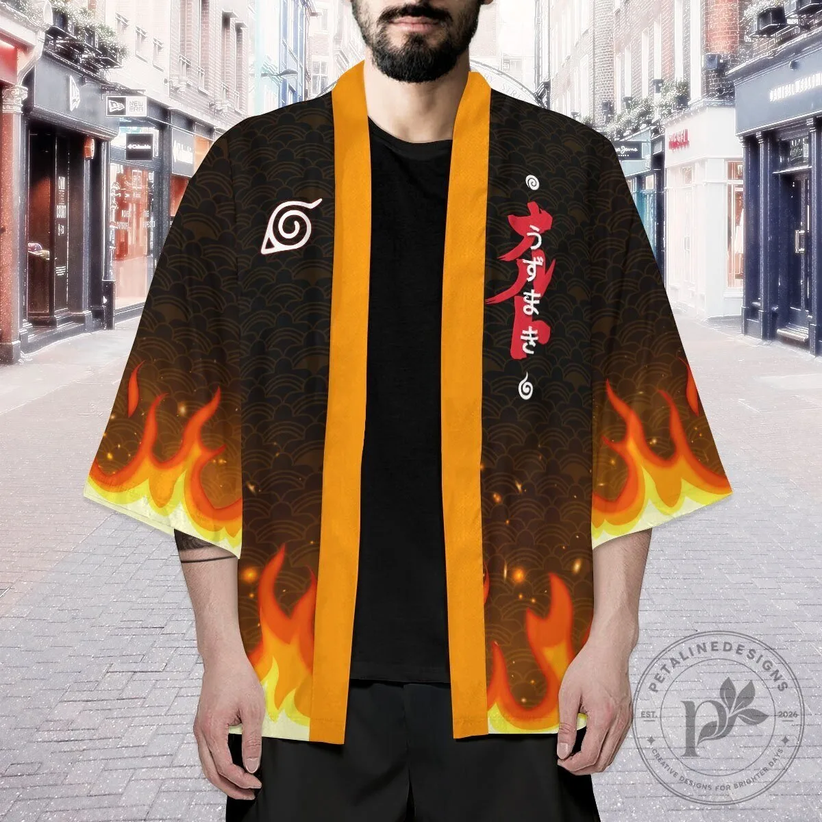 Naruto Uzumaki Clan Symbol Flame Design Anime Kimono Cardigan 18 Naruto Uzumaki Clan Symbol Flame Design Anime Kimono Cardigan