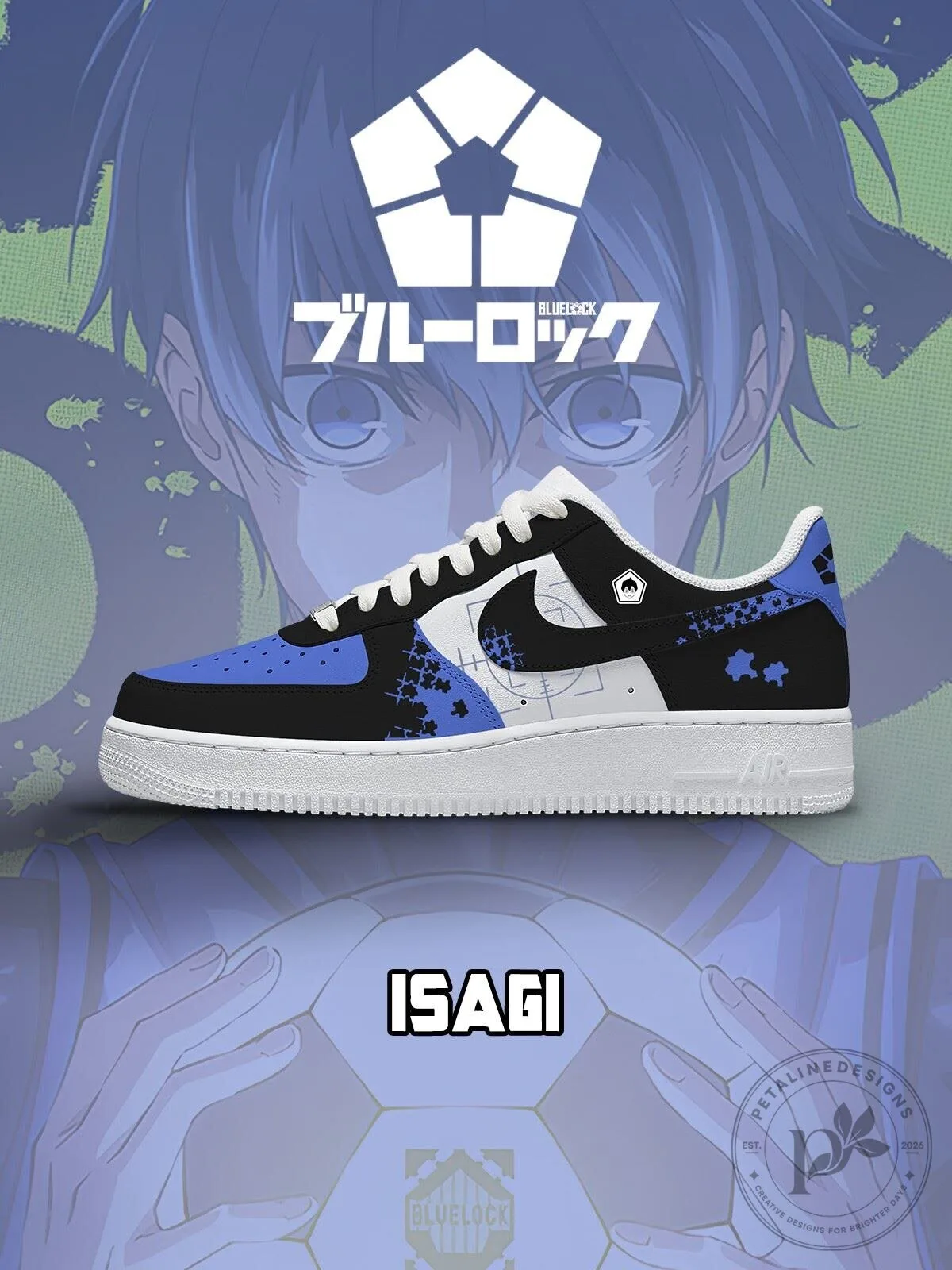Blue Lock Yoichi Isagi Anime Character Custom Air Force 1 Shoes