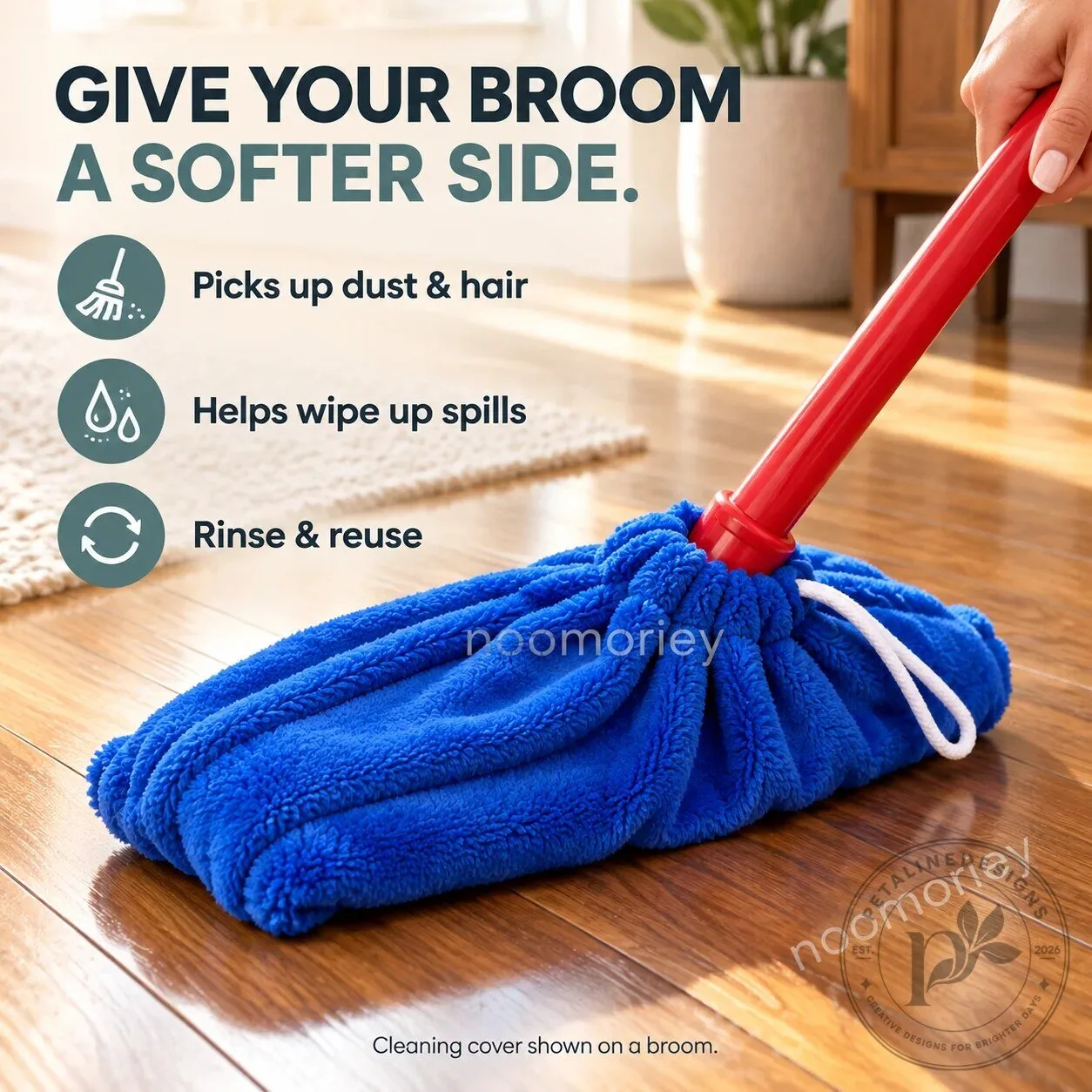 Reusable Microfiber Mop Head Cover for Dust and Spill Cleaning 1 Reusable Microfiber Mop Head Cover for Dust and Spill Cleaning