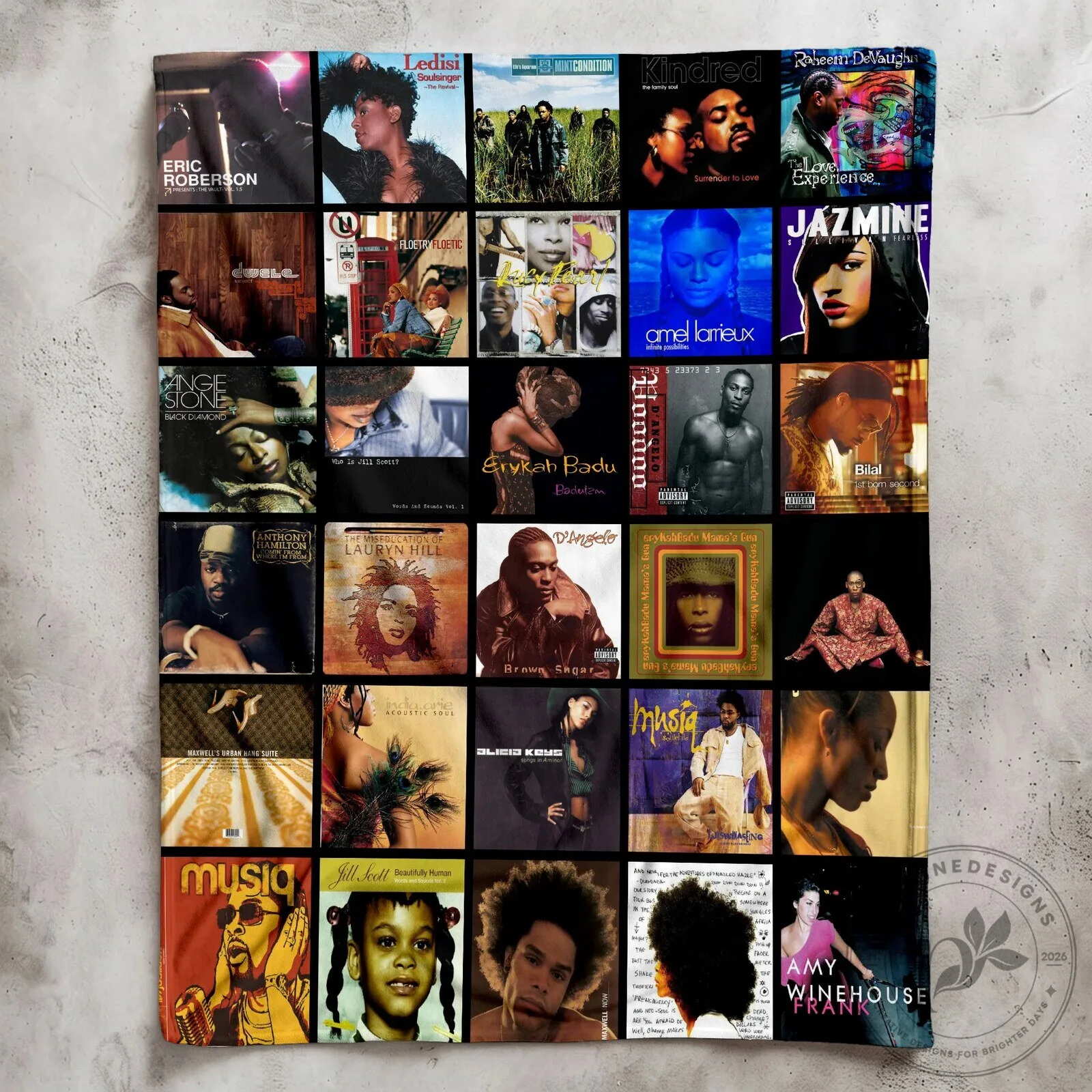 Neo Soul Music Album Covers Collage Soft Cozy Sherpa Blanket 12 Neo Soul Music Album Covers Collage Soft Cozy Sherpa Blanket