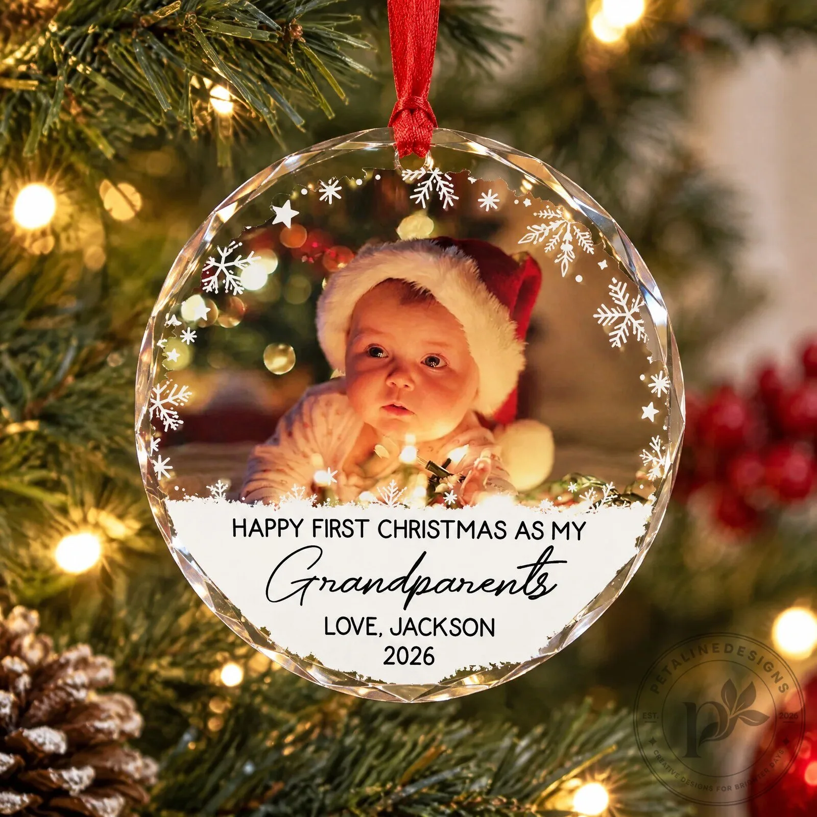 Happy First Christmas As My Grandparents Personalized Photo Ornament 11 Happy First Christmas As My Grandparents Personalized Photo Ornament