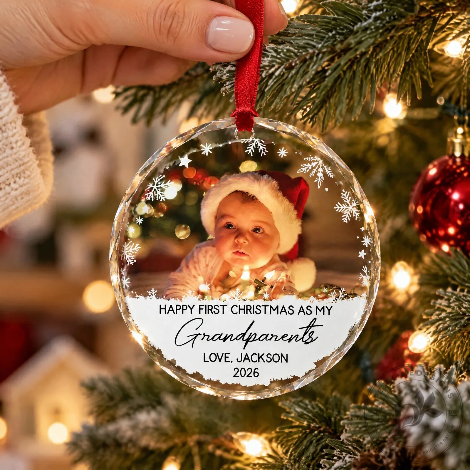 Happy First Christmas As My Grandparents Personalized Photo Ornament 12 Happy First Christmas As My Grandparents Personalized Photo Ornament