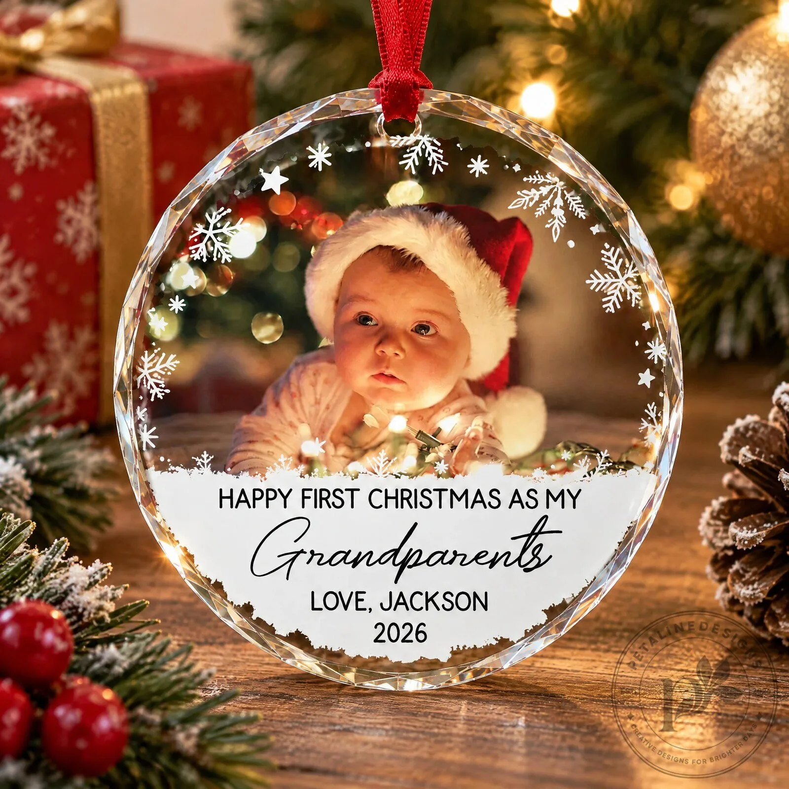 Happy First Christmas As My Grandparents Personalized Photo Ornament 13 Happy First Christmas As My Grandparents Personalized Photo Ornament