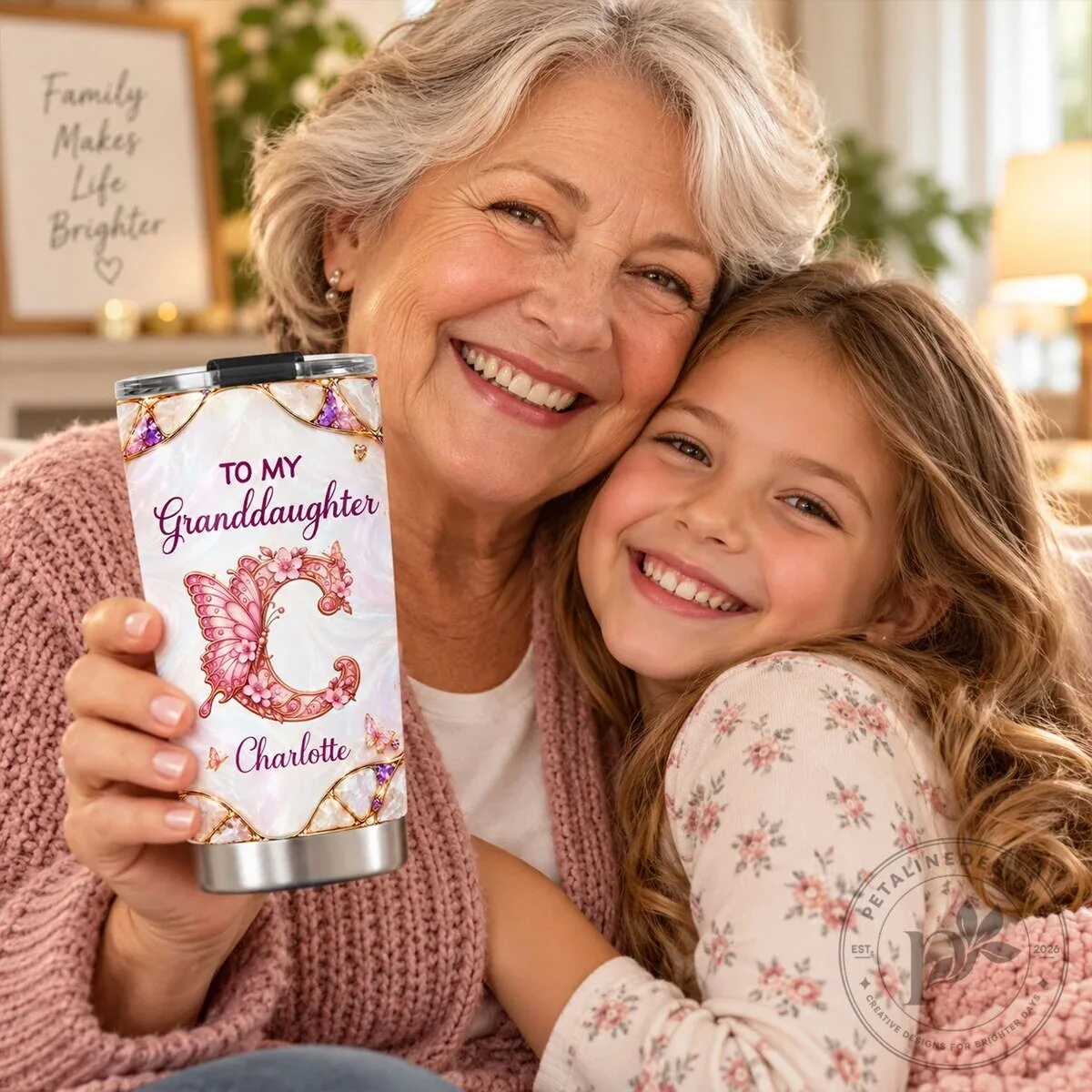 Granddaughter Amelia Butterfly Initial Personalized Stainless Steel Tumbler 14 Granddaughter Amelia Butterfly Initial Personalized Stainless Steel Tumbler