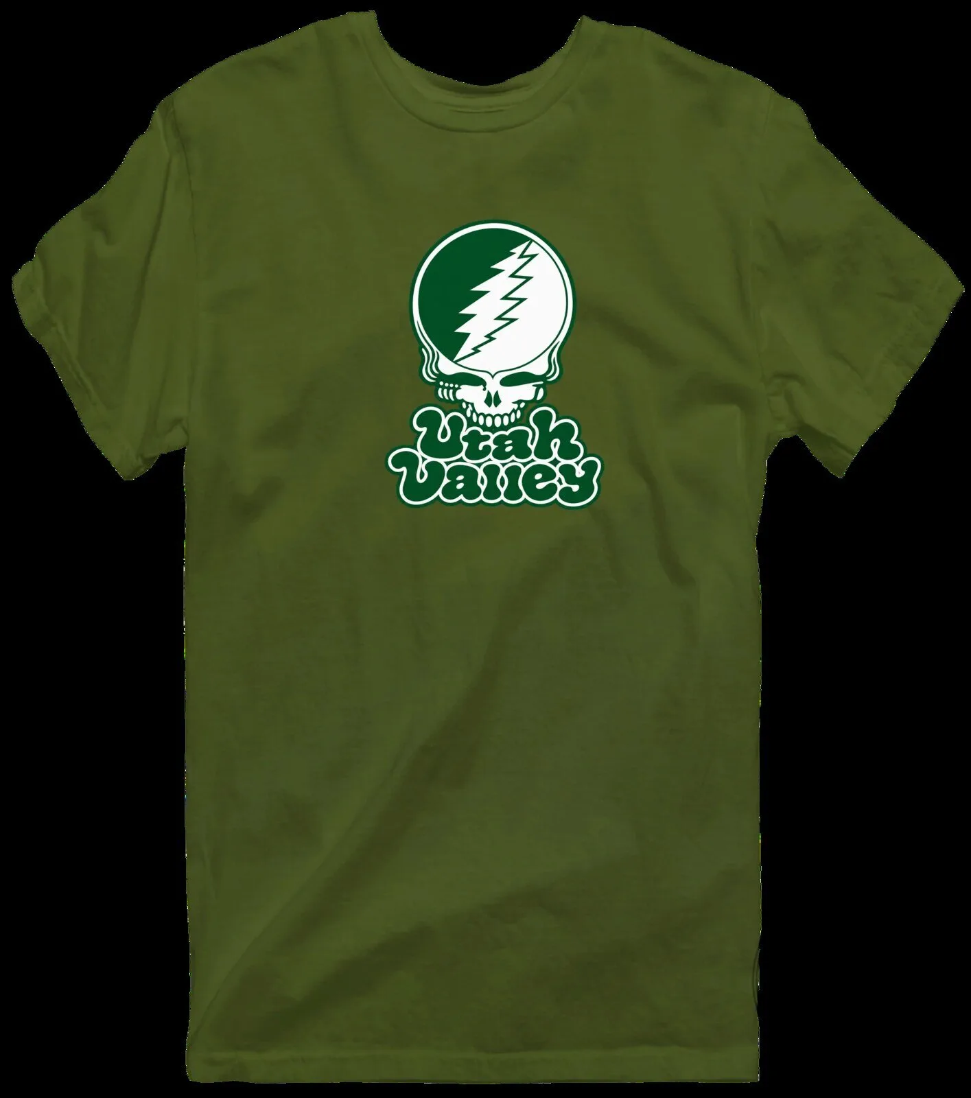 Grateful Dead Stealie Utah Valley Green and White Skull T-Shirt 21 Grateful Dead Stealie Utah Valley Green and White Skull T-Shirt