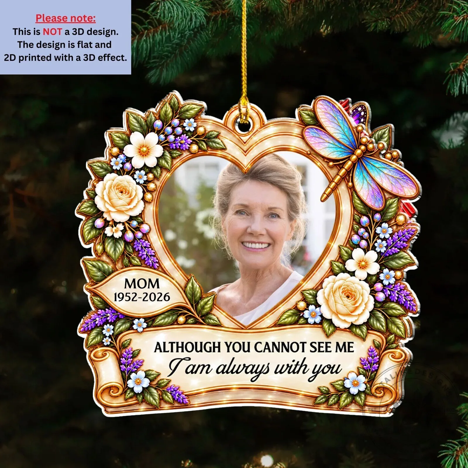 Personalized Memorial Photo Heart Ornament - Forever With Me Butterfly Keepsake 35 Personalized Memorial Photo Heart Ornament - Forever With Me Butterfly Keepsake