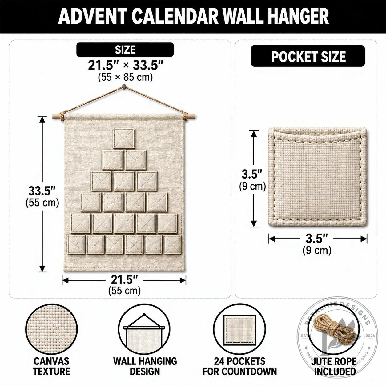 Christmas Advent Calendar Tapestry Wall Hanging with Nativity Scene 2D 9 Christmas Advent Calendar Tapestry Wall Hanging with Nativity Scene