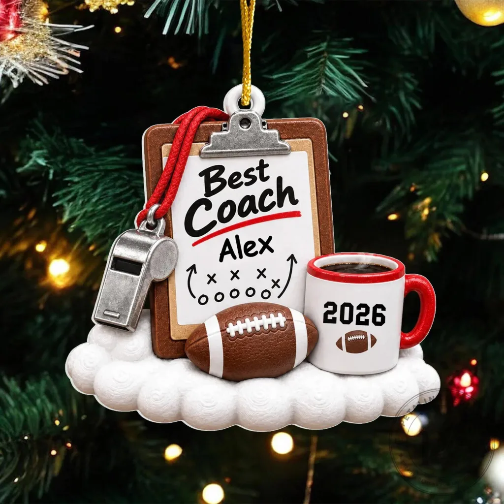 Personalized Football Coach Clipboard Whistle Mug Ornament Christmas Gift Personalized Football Coach Clipboard Whistle Mug Ornament Christmas Gift
