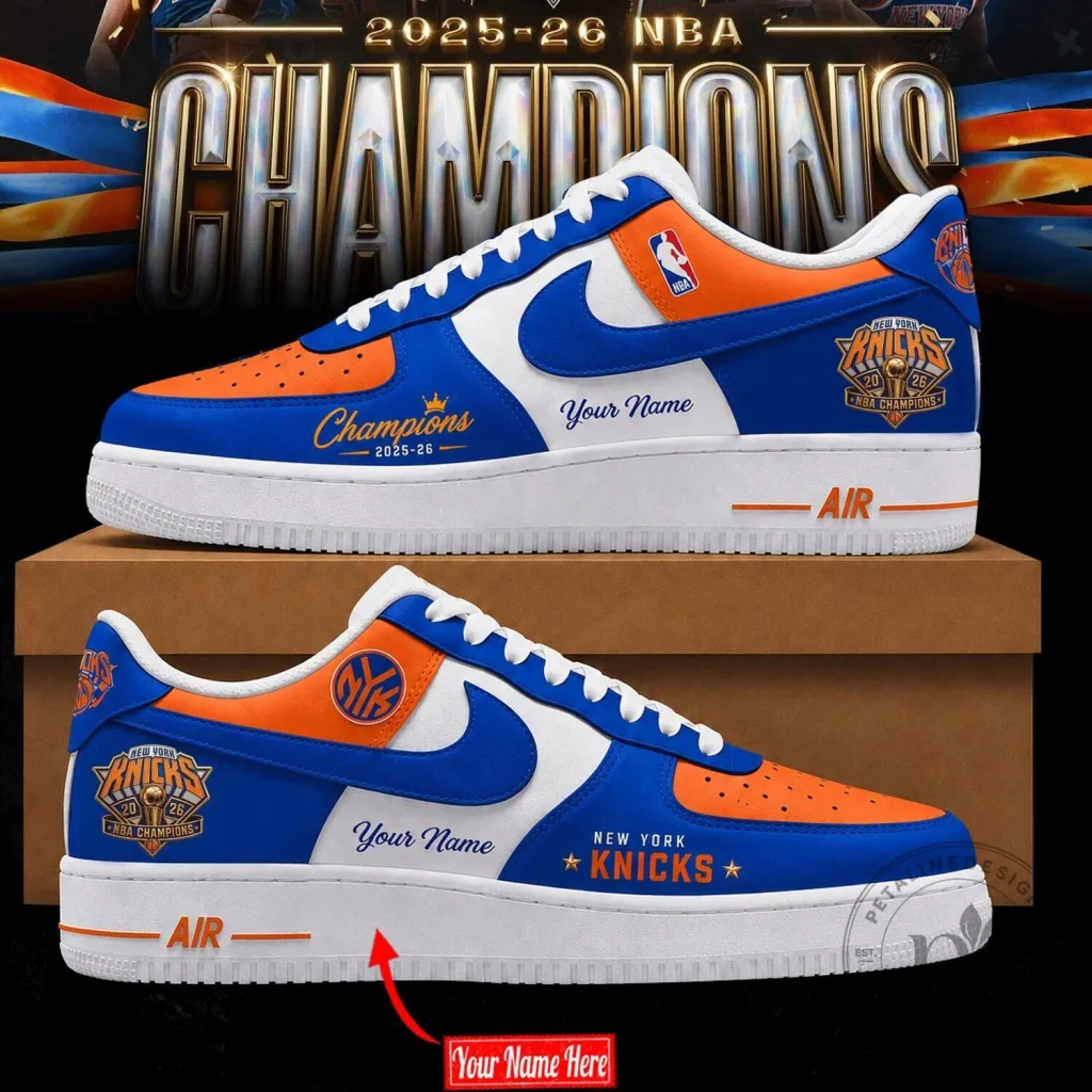 Custom Name Air Force 1 Shoes for 2026 NBA Champions New York Knicks Custom Name Air Force 1 Shoes for 2026 NBA Champions New York Knicks