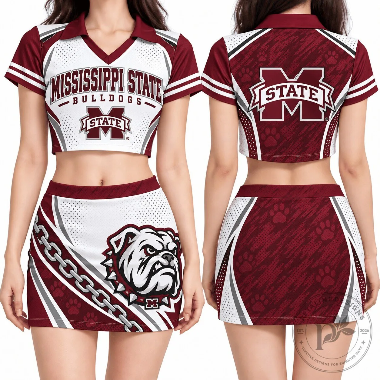 Mississippi State Bulldogs Women's Cropped Polo Shirt 3 Mississippi State Bulldogs Women